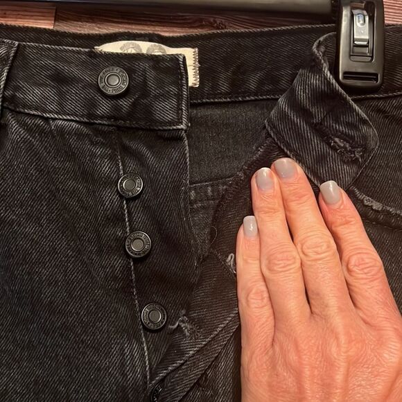 NWOT Free People Vintage Flair Boy Jorts Jean Shorts Mustard Button Fly - Picture 3 of 6